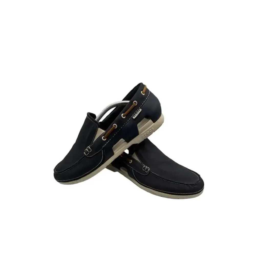 Crocs Beach Line Boat Slip-On Navy Blue Canvas Mens Shoes